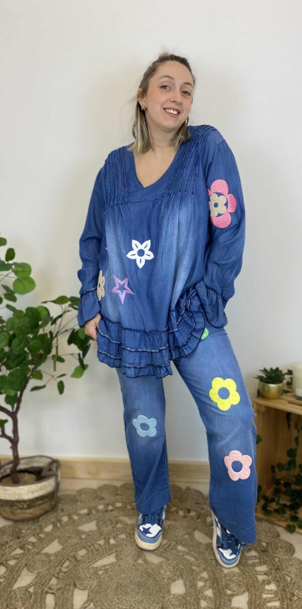 Tunique à volant effet jean en tencel – Image 3