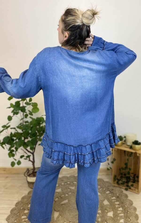 Tunique à volant effet jean en tencel – Image 2