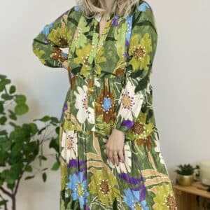 Robe longue fluide imprimé à grosses fleurs (différents coloris)