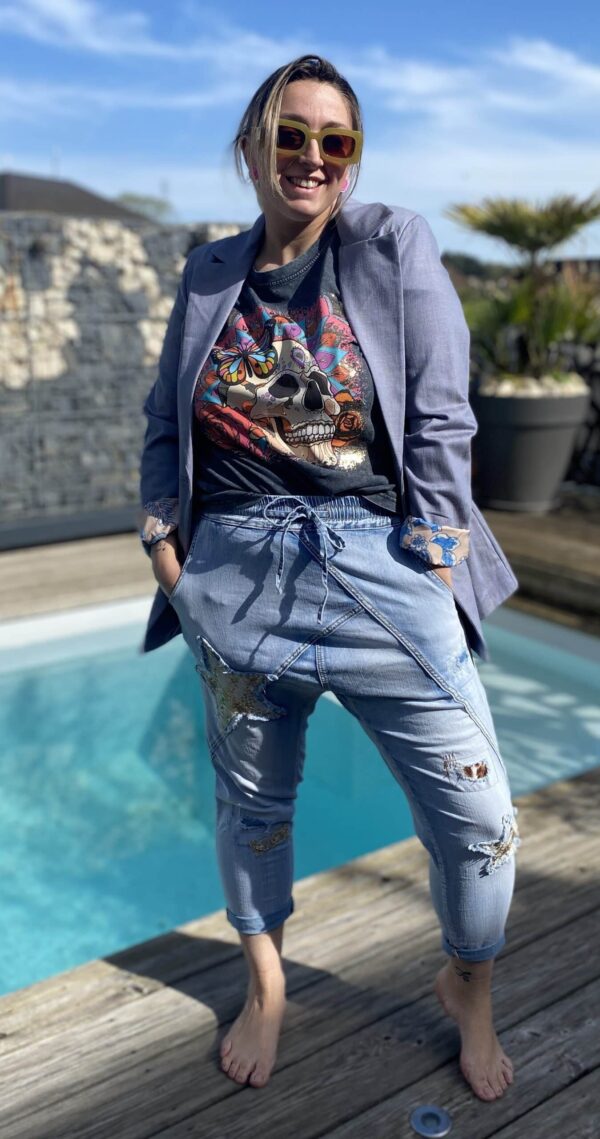 Jean strech baggy effet sarouel