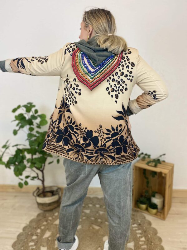 Blazer veste loose imprimé fleurs et coeur – Image 5
