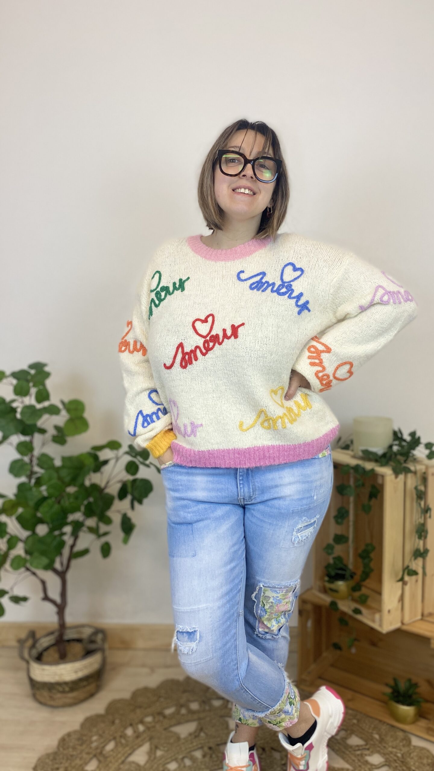 Pull brodé amour