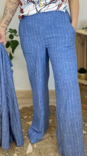 Pantalon tailleur fluide rayé