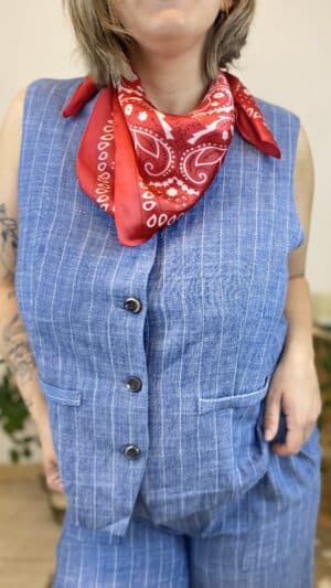 Gilet tailleur sans manches rayé