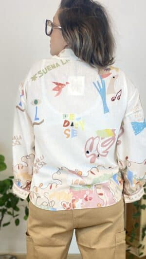 Chemise fluide lin mélangé beige