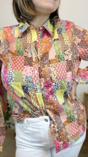 Chemisier patchwork multicolore