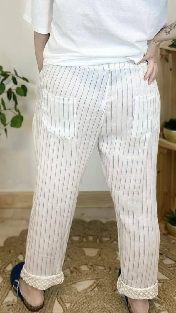 Pantalon fluide rayé  lin mélangé – Image 3
