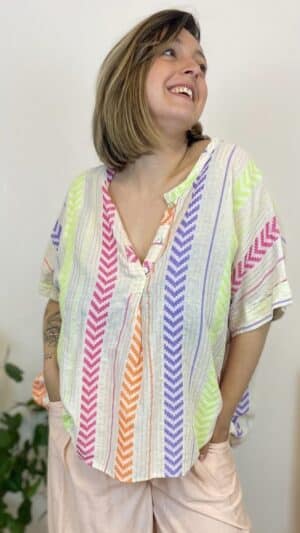 Tunique broderie multicolore