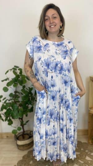 Robe longue plissée fleurie