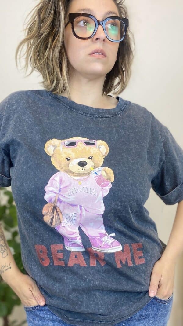 Tee-shirt gris vintage (différents imprimés) – Image 3