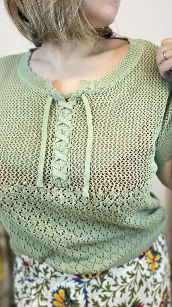 Pull crochet manches courtes – Image 3