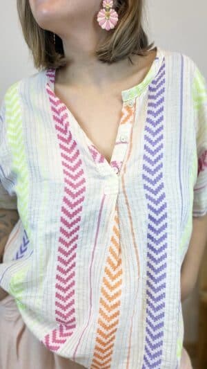 Tunique broderie multicolore