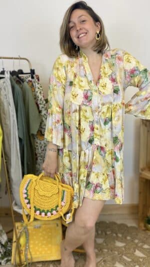 Robe boheme courte fleurie