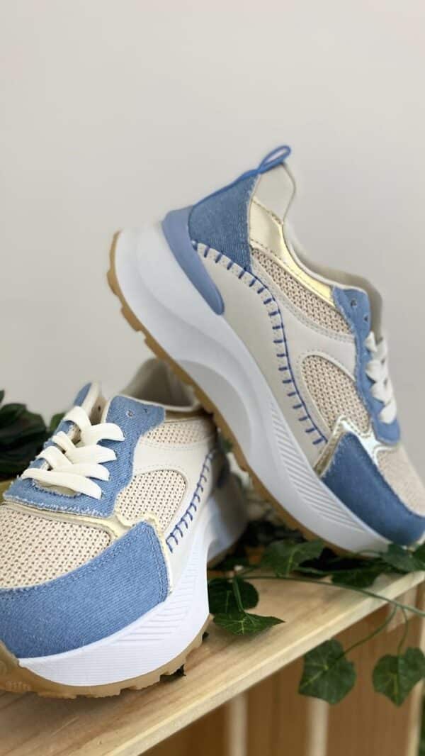 Baskets running compensées jean et naturel – Image 3