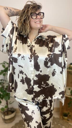 Tunique oversize satinée vache