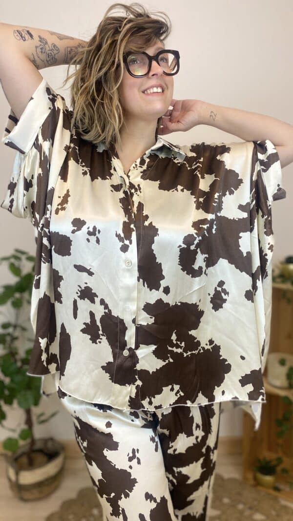 Tunique oversize satinée vache