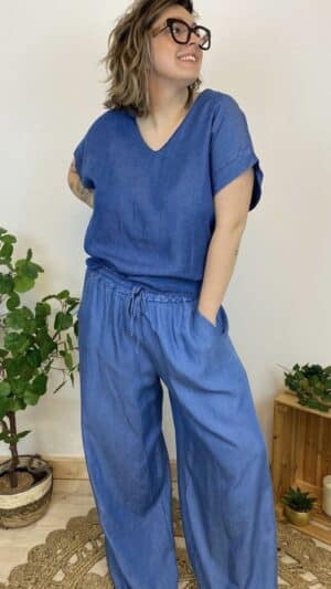 Pantalon large et fluide apect jean