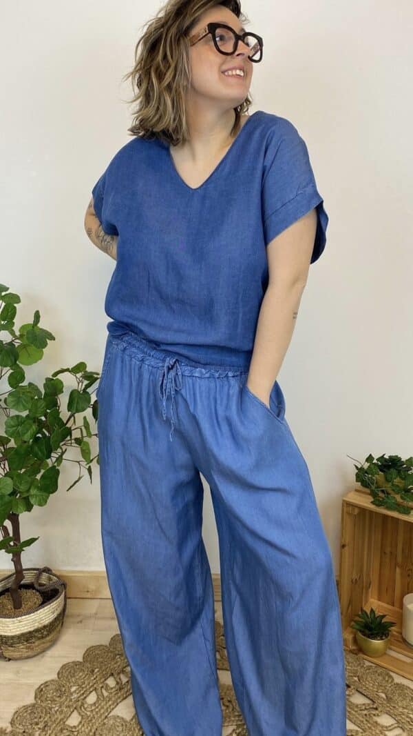 Pantalon large et fluide apect jean – Image 2