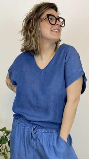Top fluide aspect jean brut