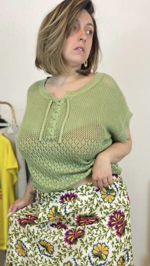 Pull crochet manches courtes