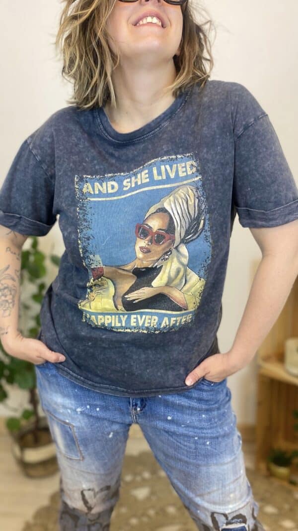 Tee-shirt gris vintage (différents imprimés) – Image 2