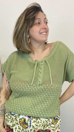 Pull crochet manches courtes