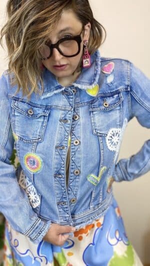Blouson jean avec empiècement
