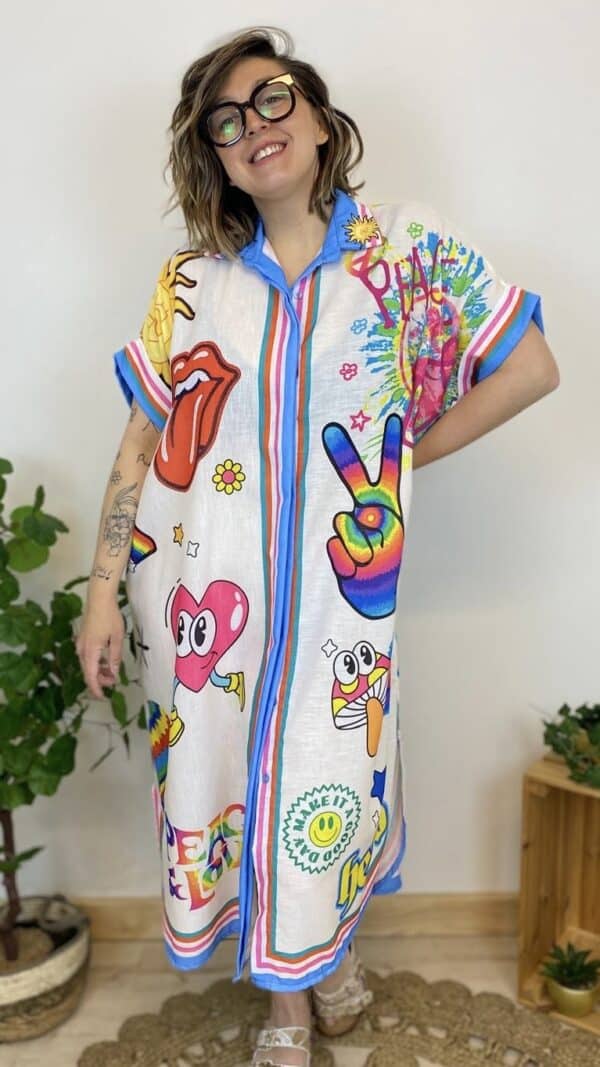 Robe chemise oversize (differents motifs et coloris) – Image 5