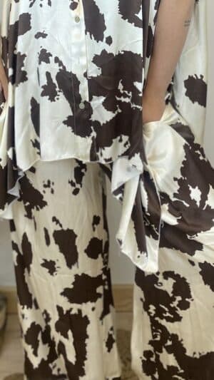 Pantalon fluide satiné vache