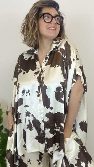 Tunique oversize satinée vache