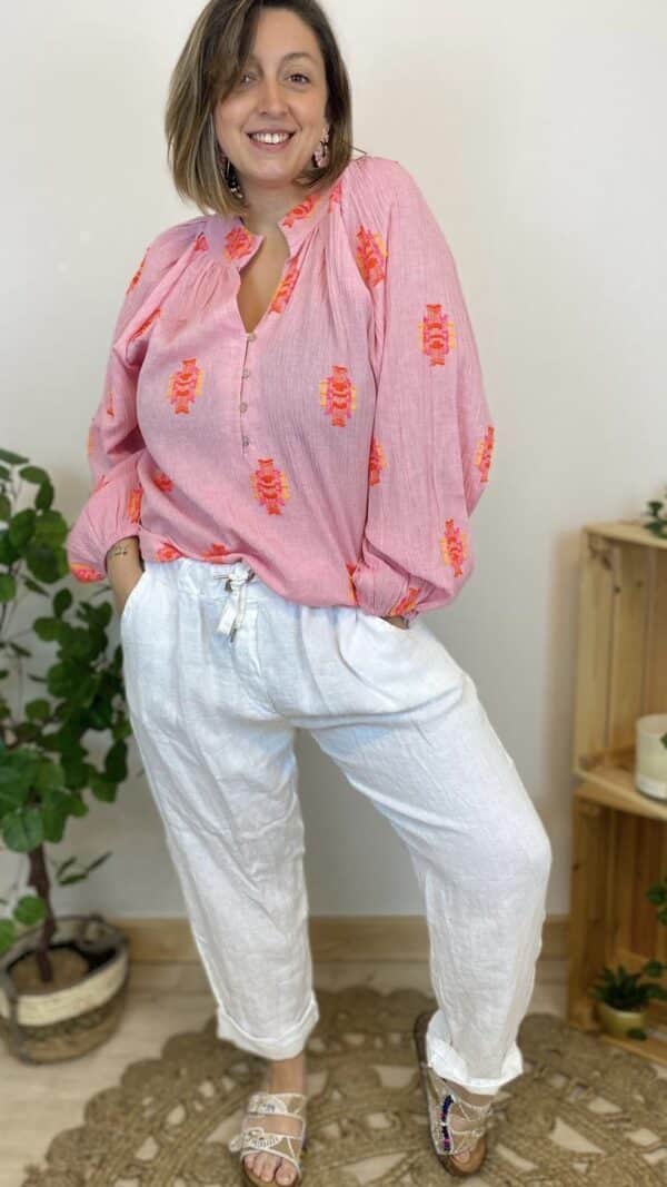 Pantalon lin cordon large – Image 2