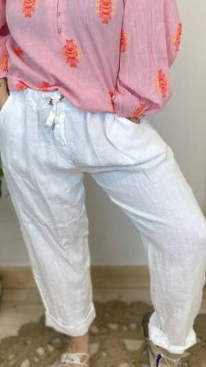 Pantalon lin cordon large