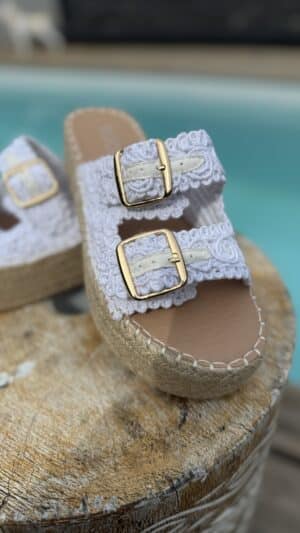 Sandales à plateforme crochet blanc