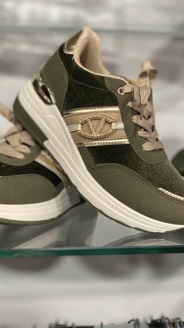 Baskets bi-matière kaki