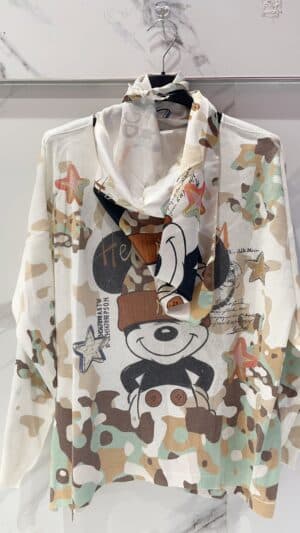 Pull imprimé  Mickey avec foulard integré