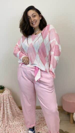 Pull soupe motif losanges jaquard