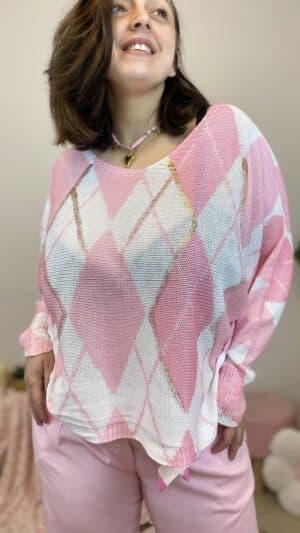 Pull soupe motif losanges jaquard