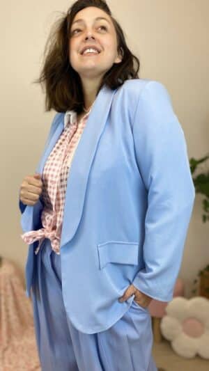 Veste blazer unie bleu