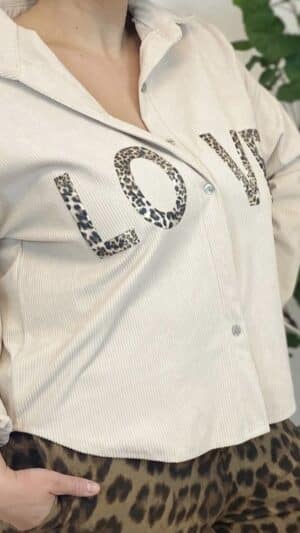 Chemise velours ecriture léopard
