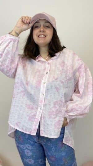 Chemise oversize imprimé rose
