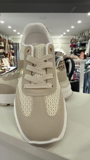 Basket beige mix matière à lacets