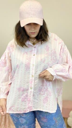 Chemise oversize imprimé rose