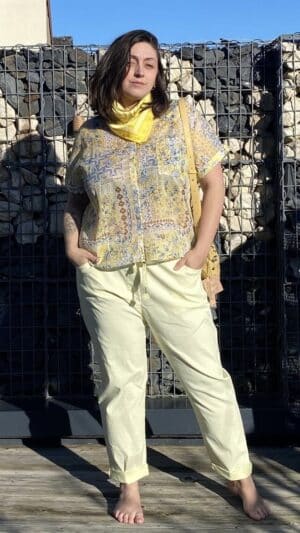 Chemisier imprimé pastel « c&rsquo;est beau la vie »