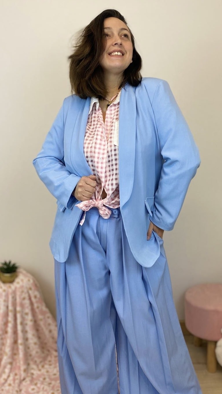 Veste blazer unie bleu – Image 2