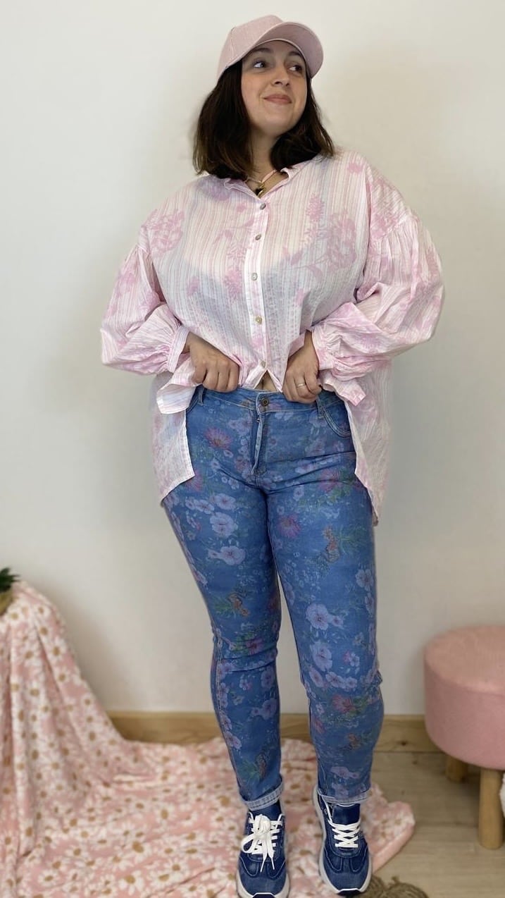 Pantalon réversible Onado imprimé fleurs bleues – Image 2