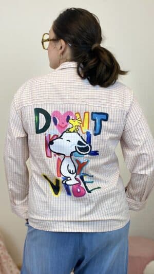 Chemise carreaux Motif Snoopy (rose ou bleu)