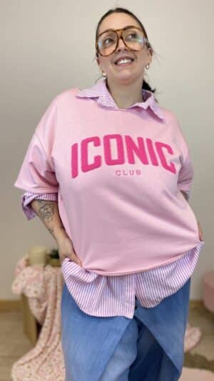 Sweat iconic manches courtes (rose, jaune, fluo,ciel, blanc)