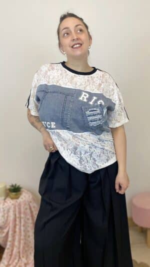 Tee-shirt esprit sport en dentelle