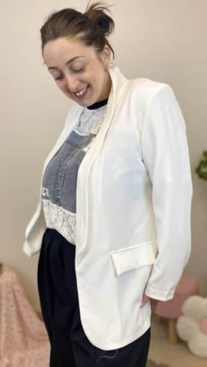 Veste blazer unie (marine,blanc, noir)