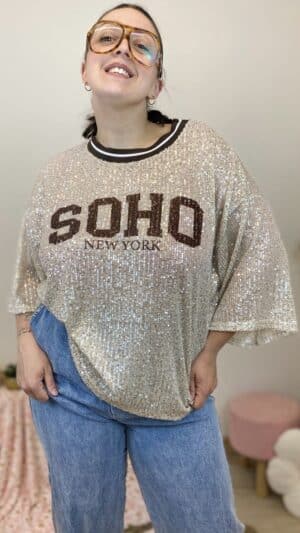 Tee-shirt sequins oversize rose ,choco, orange